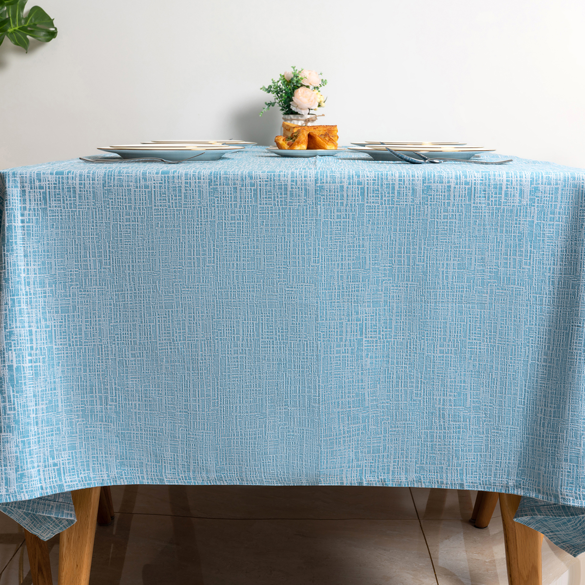 100% Cotton Blue Yarn Dyed Imitation Bamboo Yarn Tablecloth