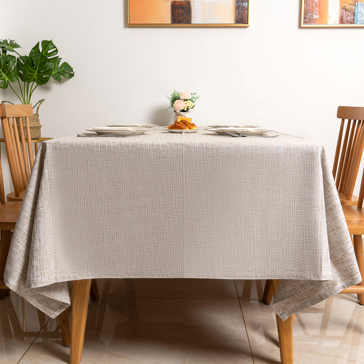 100% Cotton Grey Yarn Dyed Imitation Bamboo Yarn Tablecloth