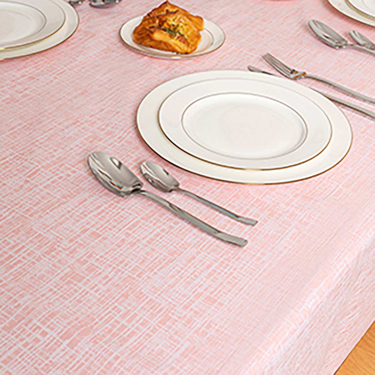 100% Cotton Pink Yarn Dyed Imitation Bamboo Yarn Tablecloth